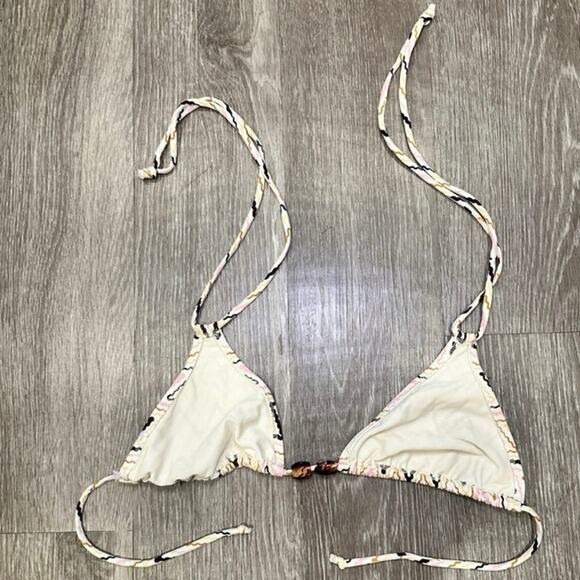 Eberjey Pastel Pink, Brown & Orange Chevron Zig-Zag Striped Beaded String Bikini - Picture 3 of 10